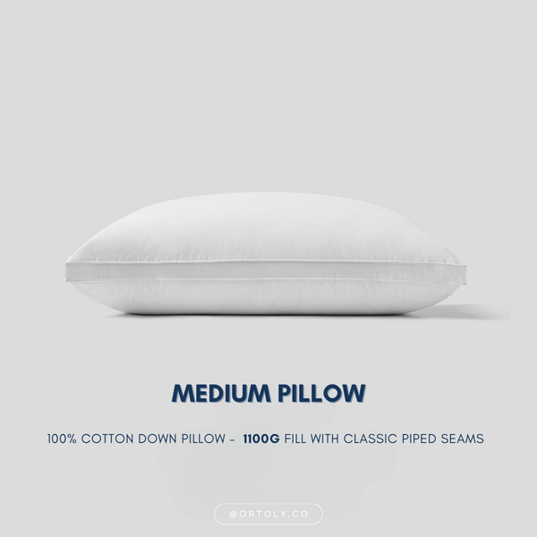 Cotton 5🌟 Hotel-Style Down Feather Pillow | 1100g 1200g Fill | Fluffy & Supportive
