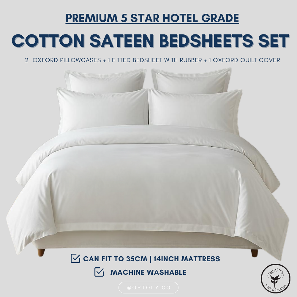 Cotton Sateen 5 🌟  HOTEL GRADE Bedsheets Set
