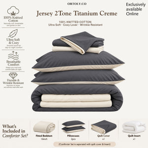 Cotton Premium Jersey Knit TWO TONE TITANIUM CREME Minimalist Series (16 Inch)
