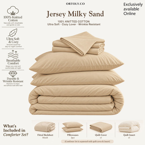 Cotton Premium Jersey Knit MILKY SAND Minimalist Series  (16 Inch)