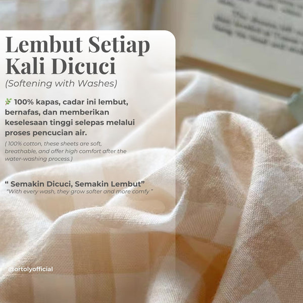 Linen Cotton Mix Plaid Nude Japanese Linen Series (14inch)