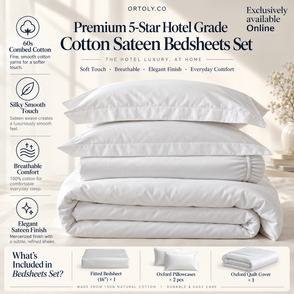 Cotton Sateen 5 🌟 HOTEL GRADE Bedsheets Set