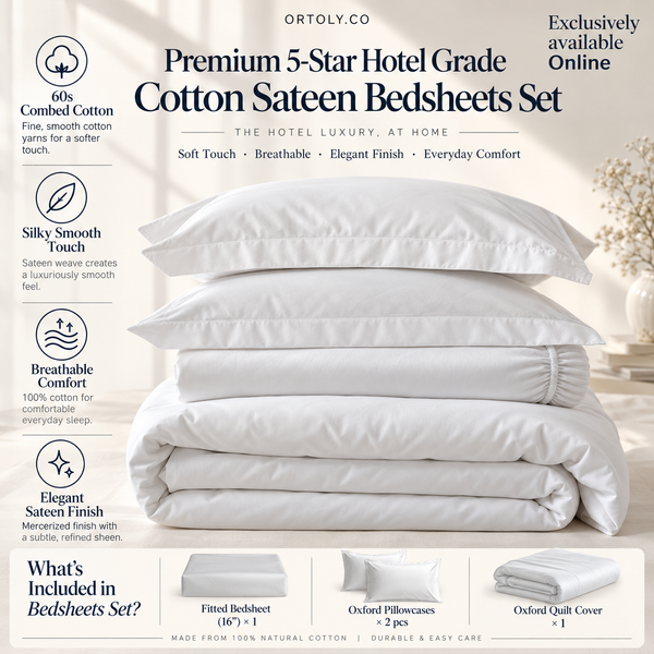 Cotton Sateen 5 🌟 HOTEL GRADE Bedsheets Set