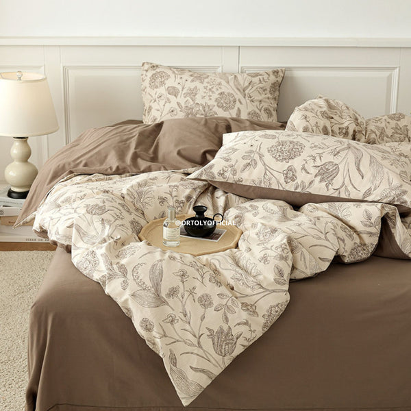 Brushed Cotton Premium Brown Art Flora Series (16inch)