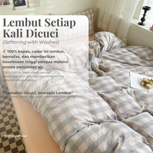 Linen Cotton MIX PLAID PEACH Japanese Linen Series (14inch)