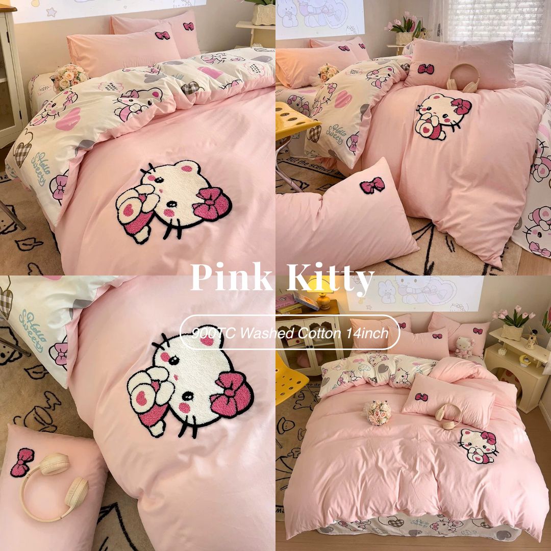 Washed Cotton PINK KITTY Cartoon Series (14inch)