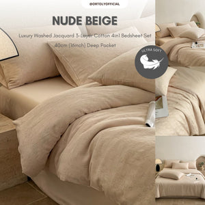 Cotton Jacquard 3-Layer NUDE BEIGE Flora Series (16inch)