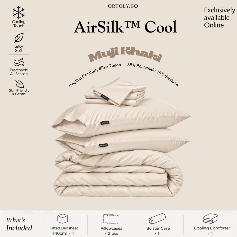 AirSilk™ MUJI KHAKI Cooling Bedsheet  (16Inch)