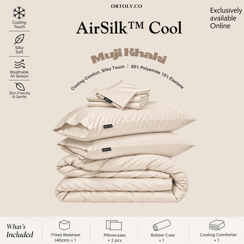 AirSilk™ MUJI KHAKI Cooling Bedsheet  (16Inch)