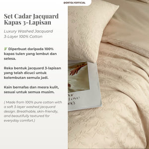 Cotton Jacquard 3-Layer NUDE BEIGE Flora Series (16inch)