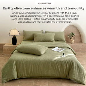 Cotton Jacquard 3-Layer MUTED OLIVE GREEN Flora Series (16inch)