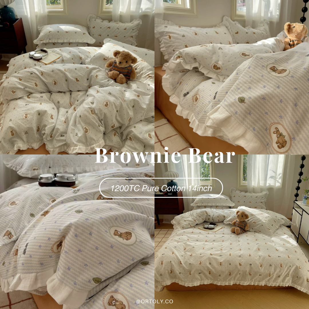 Cotton Brownie Bear Flora Series (14inch)