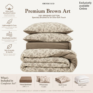 Brushed Cotton Premium Brown Art Flora Series (16inch)