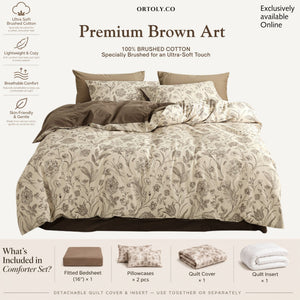 Brushed Cotton Premium Brown Art Flora Series (16inch)