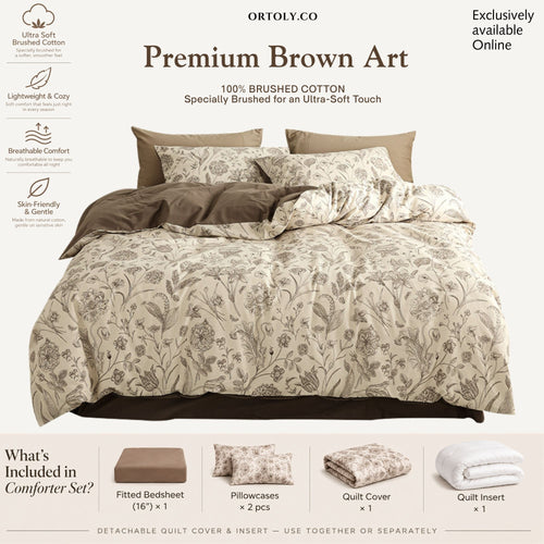 Brushed Cotton Premium Brown Art Flora Series (16inch)