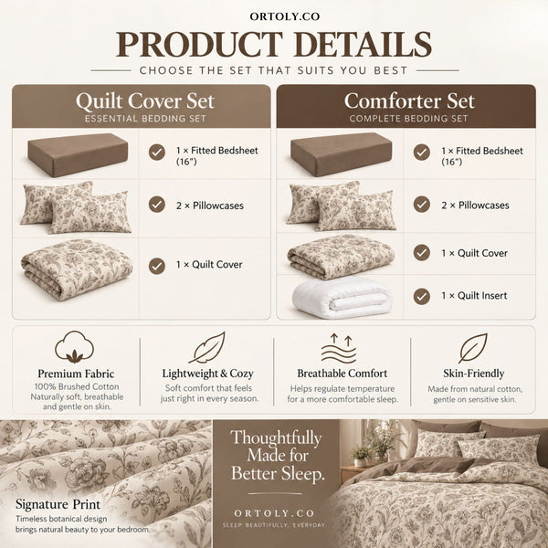 Brushed Cotton Premium Brown Art Flora Series (16inch)