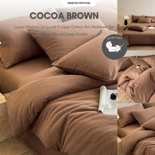 Cotton Jacquard 3-Layer COCOA BROWN Flora Series (16inch)