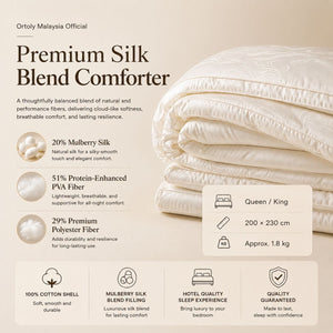 Premium Silk Blend Comforter | Mulberry Silk Quilt | Hotel Quality Soft & Fluffy Blanket