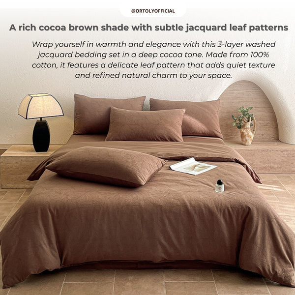 Cotton Jacquard 3-Layer COCOA BROWN Flora Series (16inch)