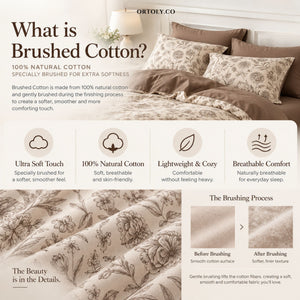 Brushed Cotton Premium Brown Art Flora Series (16inch)