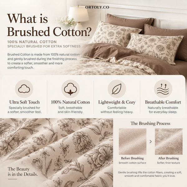 Brushed Cotton Premium Brown Art Flora Series (16inch)