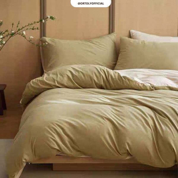 Cotton Premium Jersey Knit TWO TONE OLIVE CREME Minimalist Series (16 Inch)