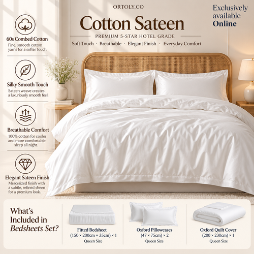 Cotton Sateen 5 🌟 HOTEL GRADE Bedsheets Set