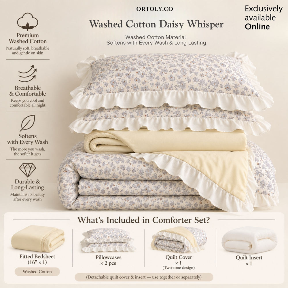 Washed Cotton DAISY WHISPER Flora Series (14inch)