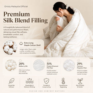 Premium Silk Blend Comforter | Mulberry Silk Quilt | Hotel Quality Soft & Fluffy Blanket