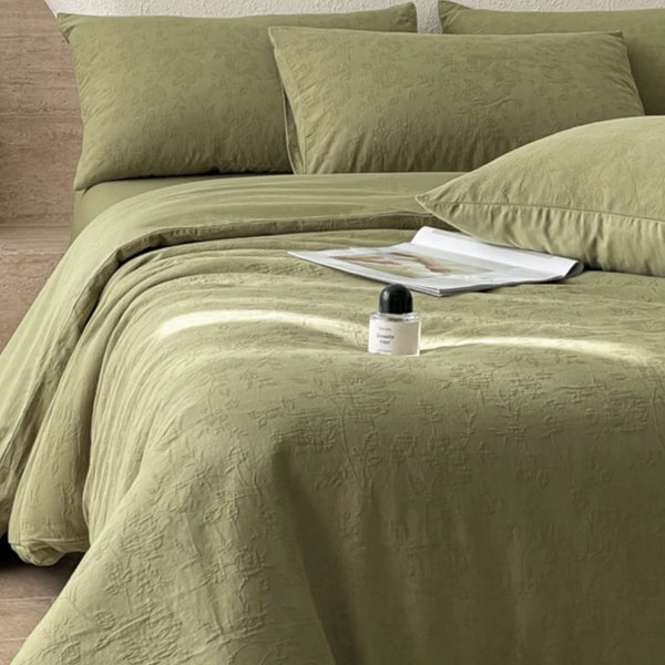 Cotton Jacquard 3-Layer MUTED OLIVE GREEN Flora Series (16inch)