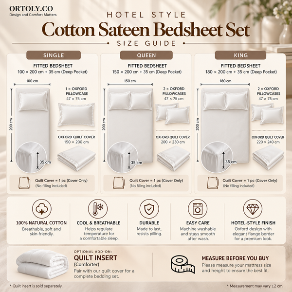 Cotton Sateen 5 🌟 HOTEL GRADE Bedsheets Set