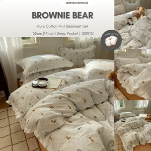 Cotton Brownie Bear Flora Series (14inch)