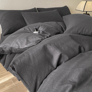 Cotton Jacquard 3-Layer DEEP CHARCOAL Flora Series (16inch)
