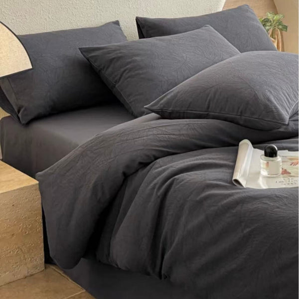 Cotton Jacquard 3-Layer DEEP CHARCOAL Flora Series (16inch)
