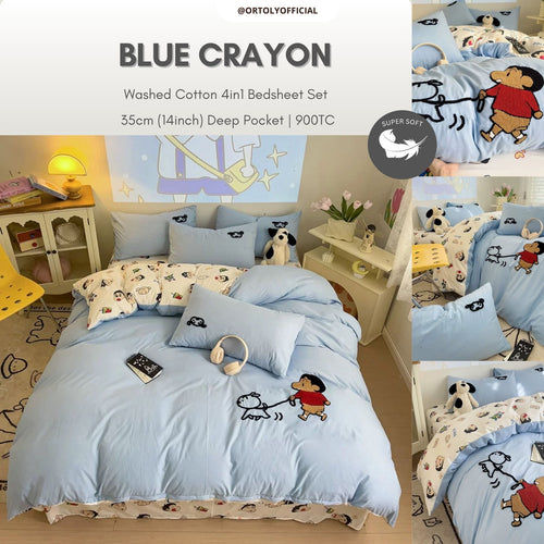 Washed Cotton BLUE CRAYON Cartoon Series (14inch)