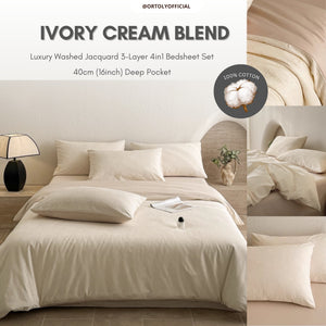 Cotton Jacquard 3-Layer IVORY CREAM BLEND Flora Series (16inch)