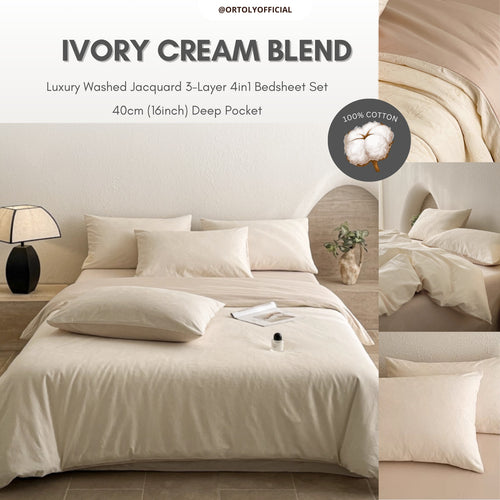 Cotton Jacquard 3-Layer IVORY CREAM BLEND Flora Series (16inch)