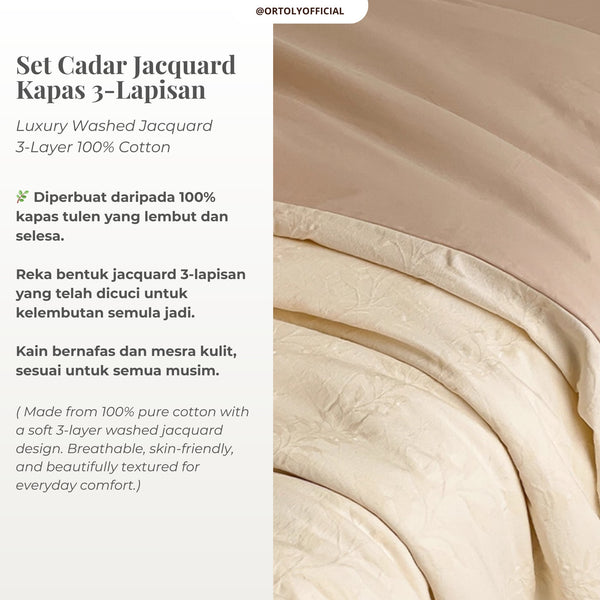 Cotton Jacquard 3-Layer IVORY CREAM BLEND Flora Series (16inch)