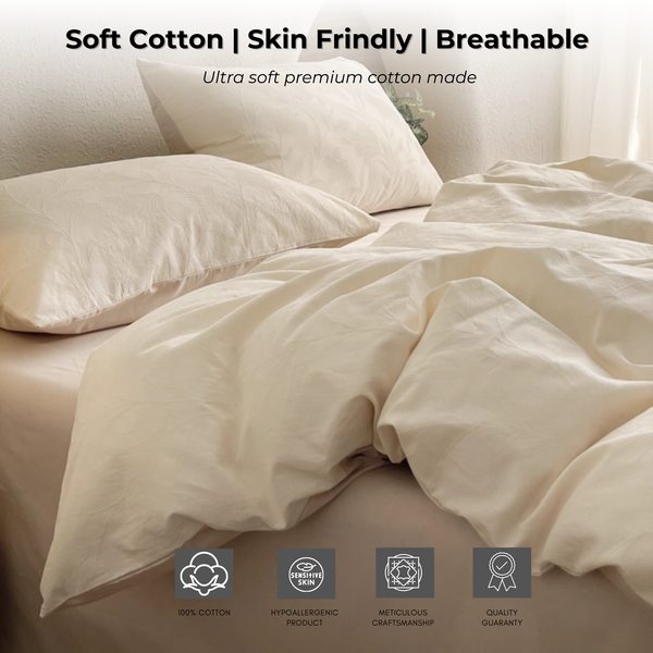 Cotton Jacquard 3-Layer IVORY CREAM BLEND Flora Series (16inch)
