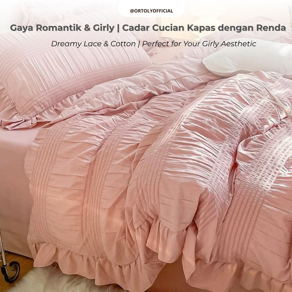Washed Cotton LACE DUSTY ROSE Lace Series (14inch)