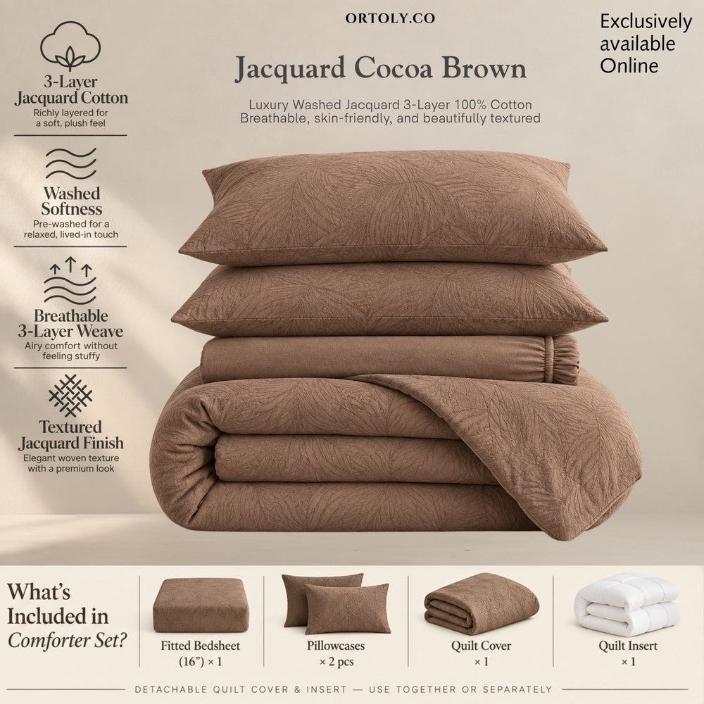 Cotton Jacquard 3-Layer COCOA BROWN Flora Series (16inch)
