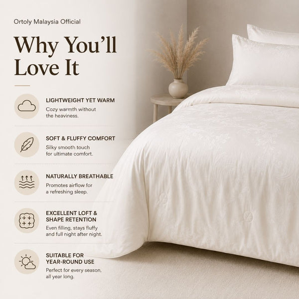 Premium Silk Blend Comforter | Mulberry Silk Quilt | Hotel Quality Soft & Fluffy Blanket
