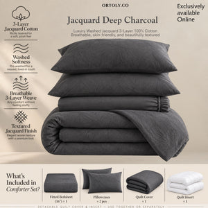 Cotton Jacquard 3-Layer DEEP CHARCOAL Flora Series (16inch)