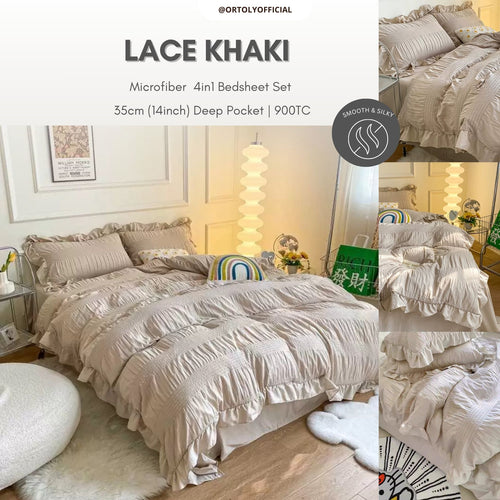Washed Cotton LACE KHAKI Lace Series (14inch)
