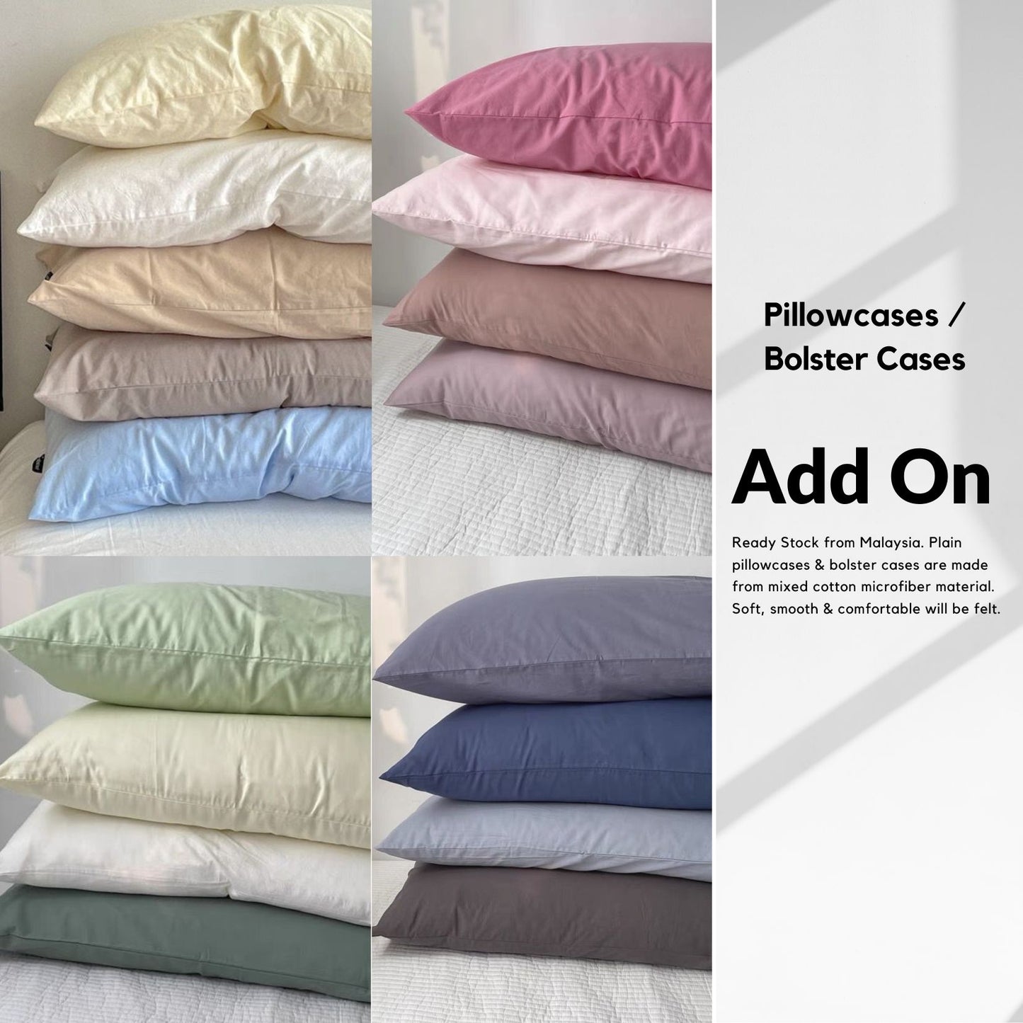 Add On Pillowcase / Bolster Case Cotton Microfiber Material