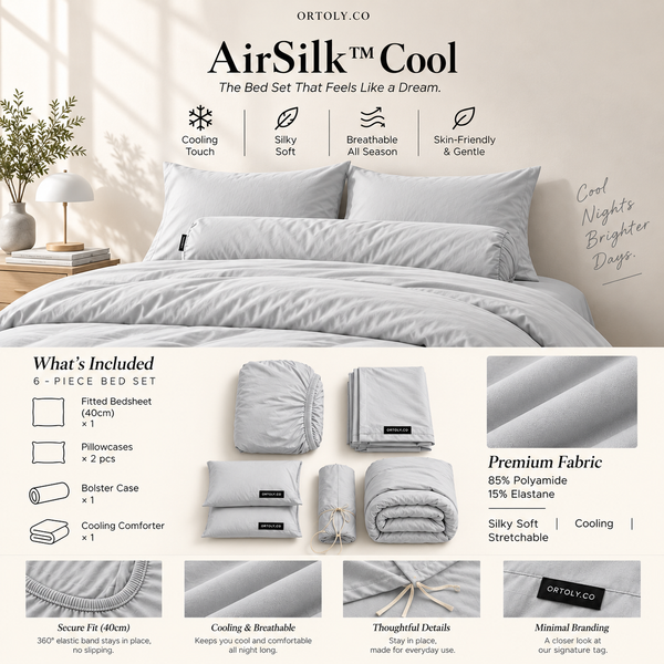 AirSilk™ MIST GREY Cooling Bedsheet  (16Inch)