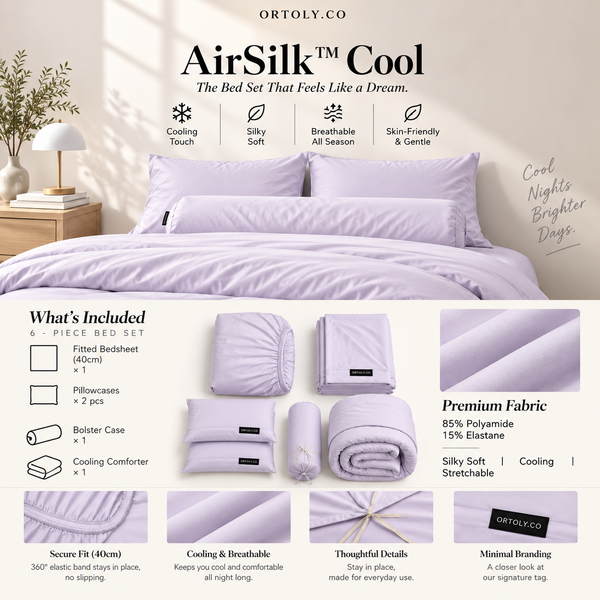 AirSilk™ LILAC MIST Cooling Bedsheet  (16Inch)