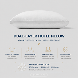 Cotton 5🌟 Hotel-Style Down Feather Pillow | 1000g Fill | Cloud Like Comfort