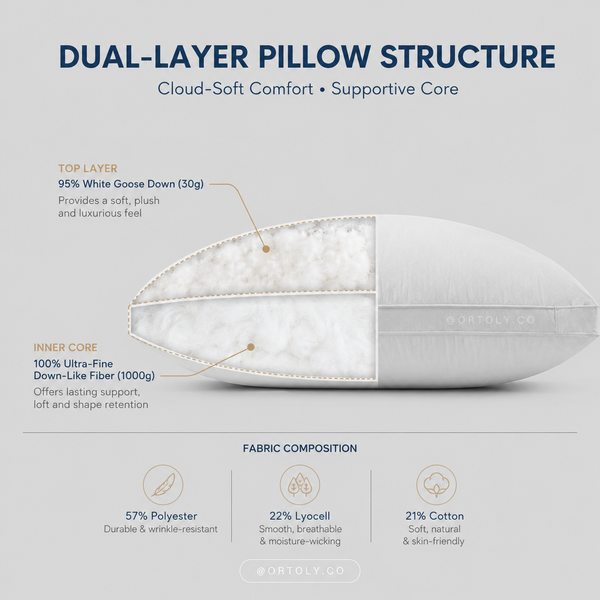 Cotton 5🌟 Hotel-Style Down Feather Pillow | 1000g Fill | Cloud Like Comfort