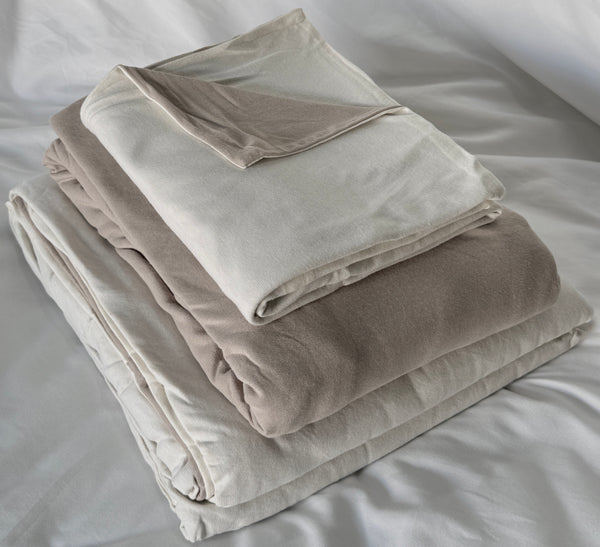 Cotton Premium Jersey Knit TWO TONE KHAKI WHITE Minimalist Series (16 Inch)